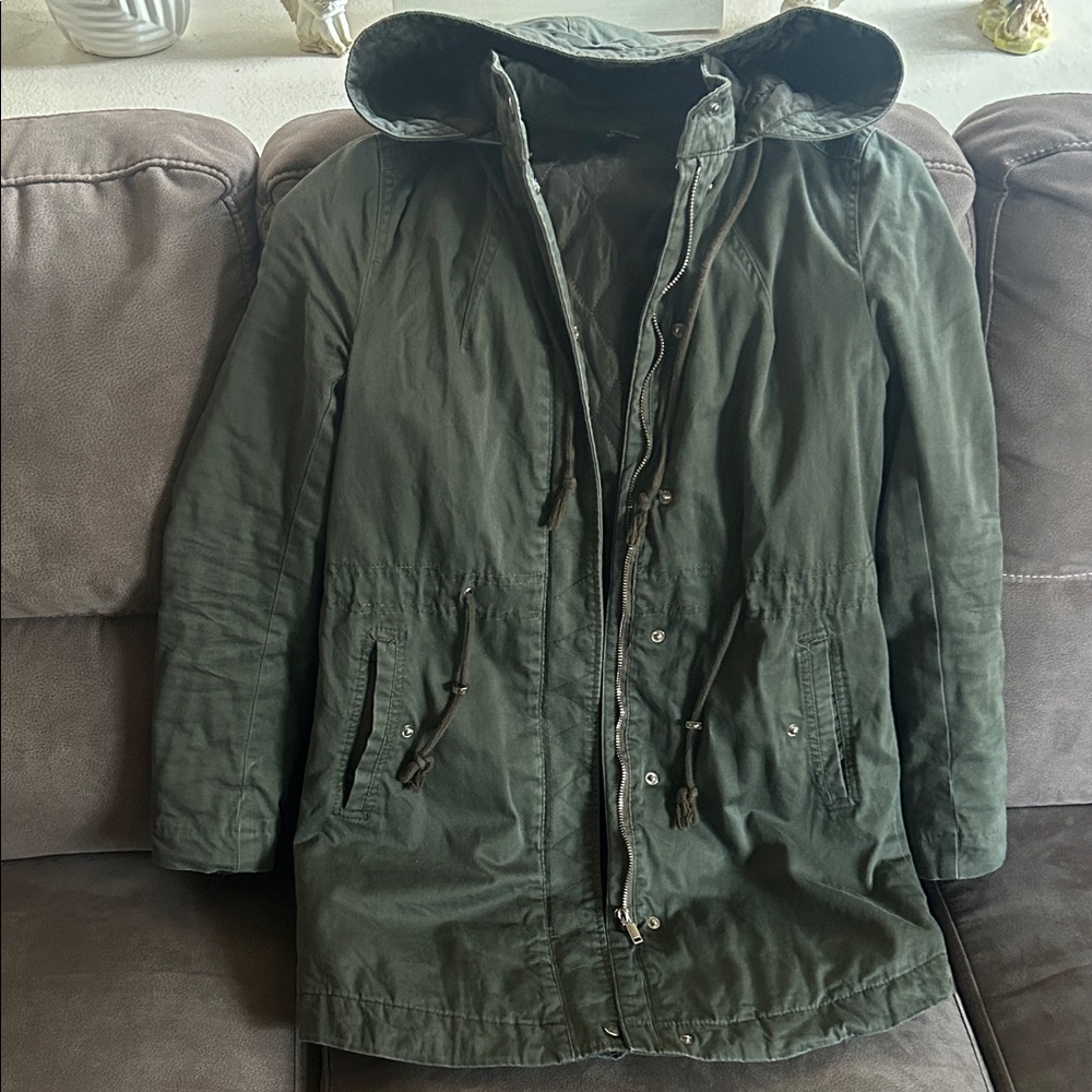 H&M Olive Hooded Military Jacket